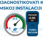 Manometar za merenje vakuuma od 0 do –0.9 bar sa označenom granicom –0.75 bar i Turbo Vacuum Generator sa digitalnim displejem