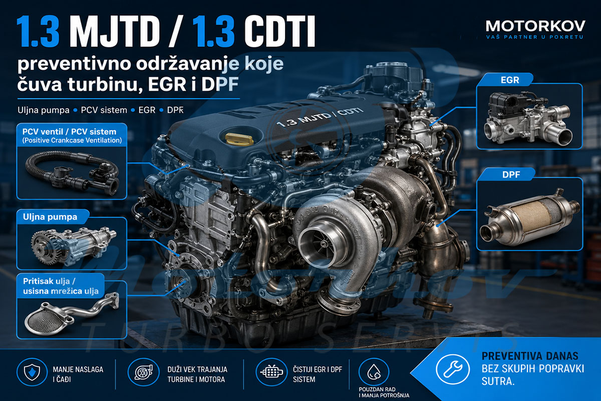 1.3 MJTD i 1.3 CDTI preventivno održavanje turbine, EGR sistema i DPF filtera