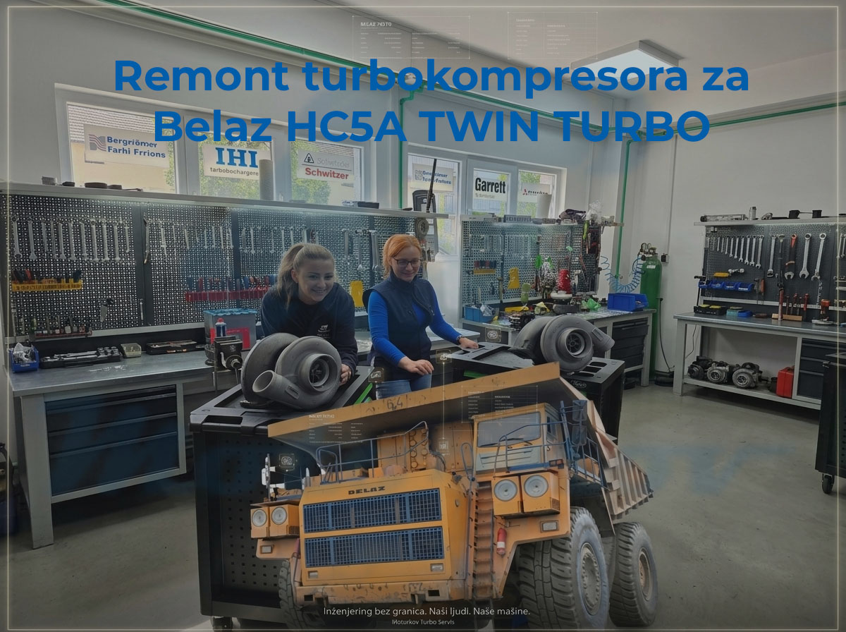 Remont Holset HC5A turbokompresora za Cummins KTA19 motor — damper Belaz